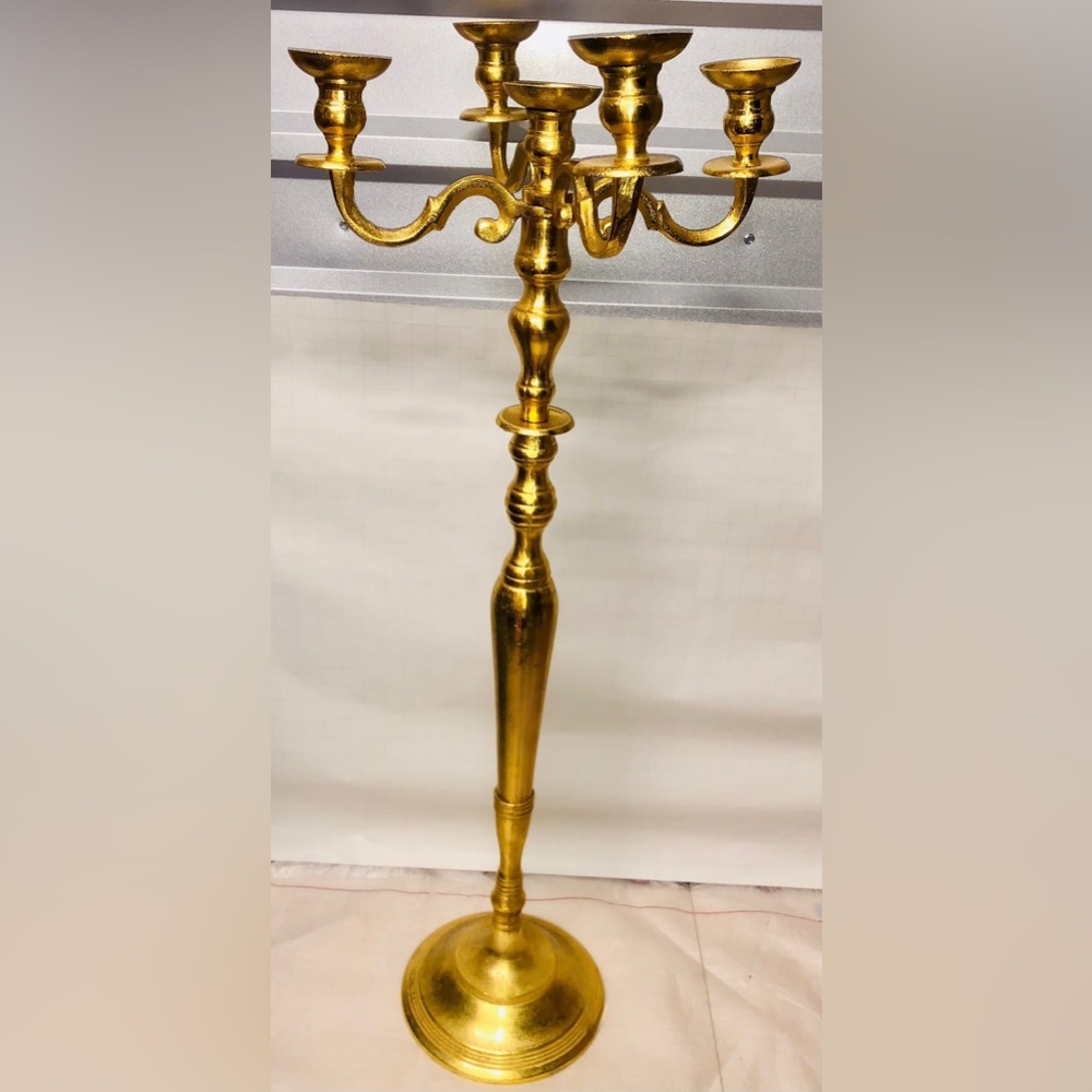 Elegant Gold Candelabra Metallic Candle holder LivingBedroom Candles Anniversary